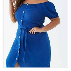 Off The Sholder Button Down Dress